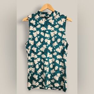 rag & bone - NWT Sabeen Teal and White Floral Mockneck Sleeveless Top sz L